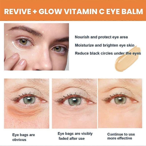 2-pack C-vitamin ögonkrämsbalsam för mörka ringar och svullnader, återfuktande anti-aging ögonstift