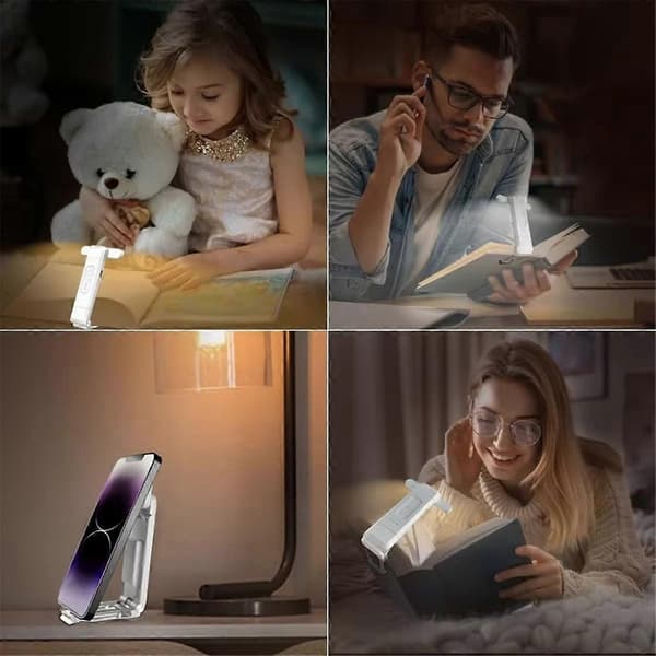 USB Genopladelig LED Læselampe - Clip-on Boglampe, Bærbar
