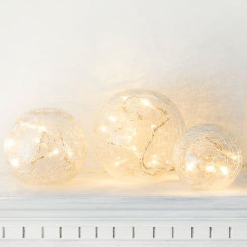 Lights4fun Sett med 3 LED-glasskuler batteridrevne