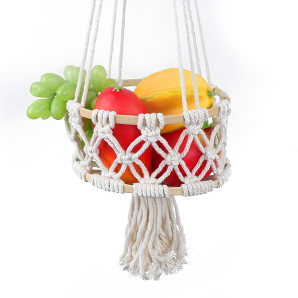 Woven Cotton Rope Fruit Hanging Basket Multifunctional Storage Baskets for Kitchen Living Room Bathroom 2 Tier 2 Tier