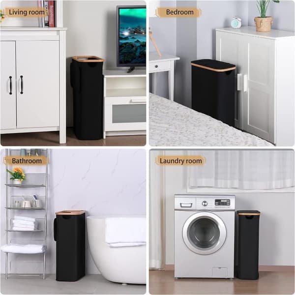 Laundry Basket with Lid - 100L Large Foldable Laundry Hamper with Bamboo Handles & Inner Bag_TF_TF White Vit
