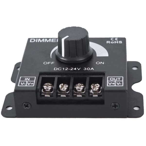 LED Myk og Hard Lysstang Dimmer Lysstyrke Justeringsknapp Bryter 12V/24V30A