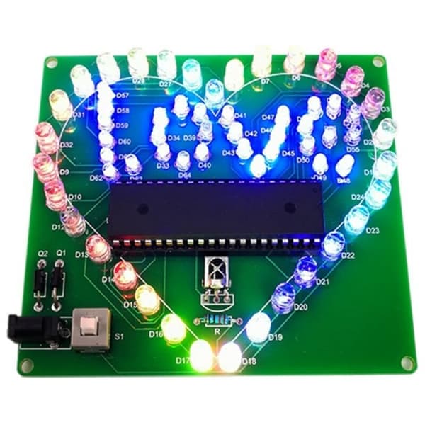 DIY Electronic Kit Colorful LED Flash Love Heart DIY Remote Control Soldering Project Valentine's Day Gift with Case