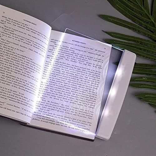Flat Boklampe for lesing i sengen om natten Klar LED Bok Helt side Lys Illuminator Panel Flatlampe Trådløs (Hvit)
