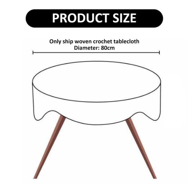 Håndlavet hæklet bomuldsdug, rund, beige, hæklet, 75-80 cm