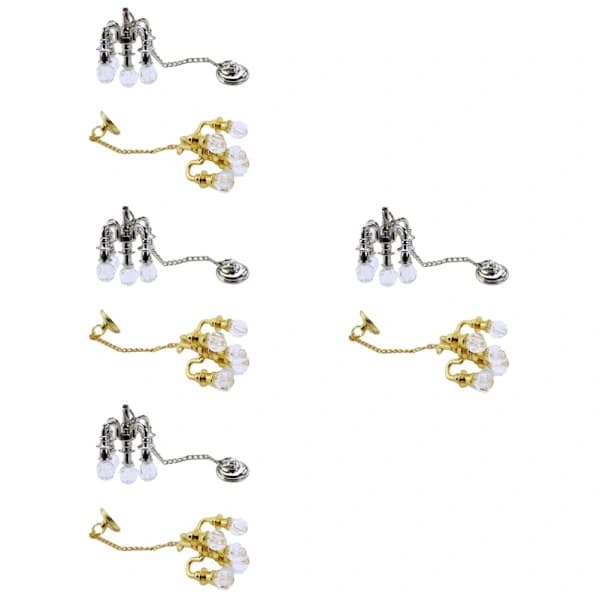 2 stykker Mini Hængelampe Lysekrone Zinklegering Lampe til Miniaturer 4x 4x 4x