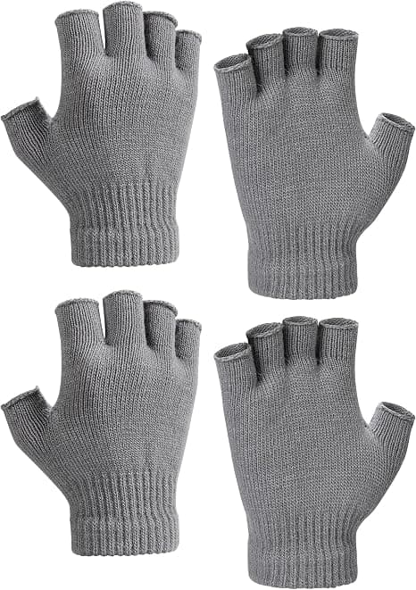 2 par vinterfingerløse hansker, unisex varme termiske halvfingre