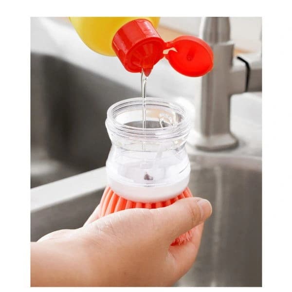 A set of three powerful cleaning brushes with short bristles: practical kitchen utensils