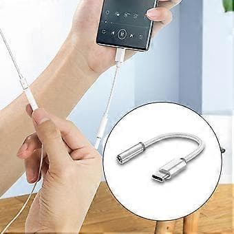 USB C till 3,5 mm ljudadapterkabel Typ C till 3,5 mm hörlursadapter Headset ljudadapterkabel för telefon Silver Silver Silver