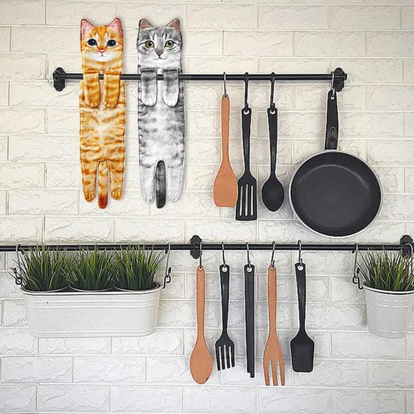 Söt Katt Handduk Mikrofiber Absorberande Handduk