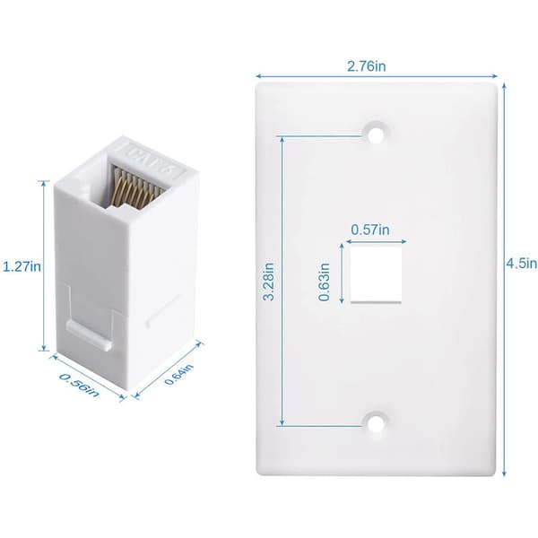 2-pack 1-port Ethernet Wall Plate, Wall Plate with RJ45 Coupler Kit for