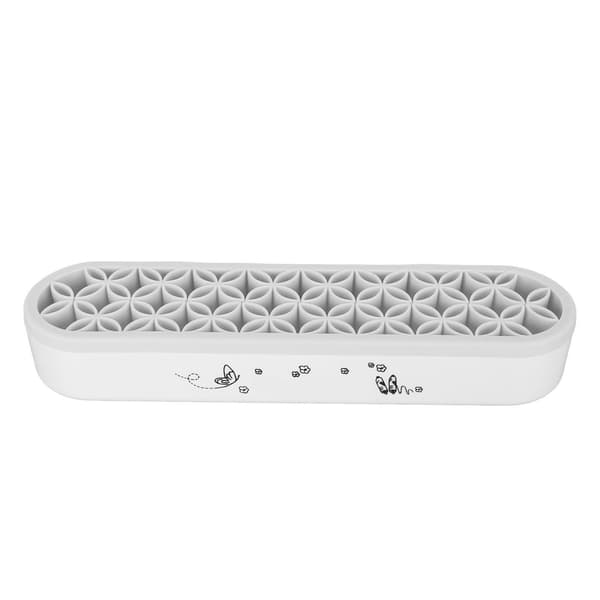 Silicone Desk Brush Storage Box Multifunctional with Multiple Compartments Flexible DIY Makeup Brush Storage Rack for Sewing Tools Grey