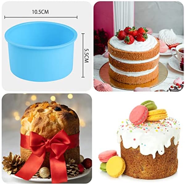Silikonbakformar runda - 10 cm kakformar, set om 4, idealiska för olika kakor_yu