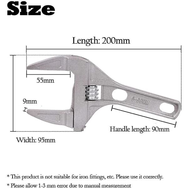 Adjustable Wrench 6-68mm, Short Handle Adjustable Wrench