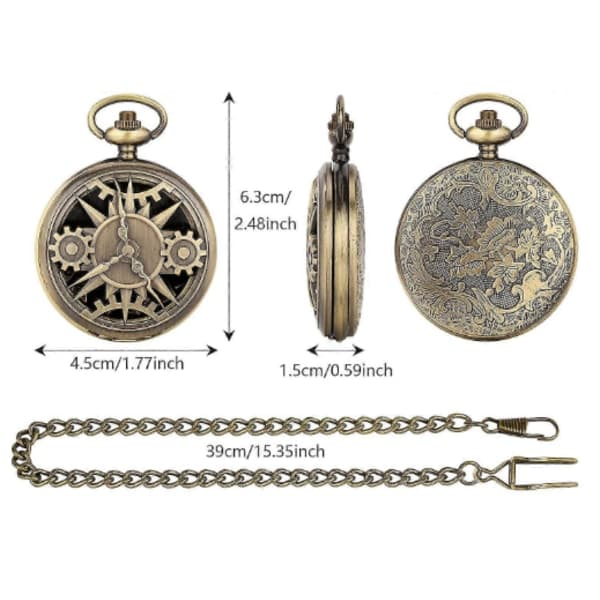 Mini DND Dice Set med Steampunk Brons Ihålig Fickurslåda, 7-delars Polyedriskt Metalltärningsset, Dungeons & Dragons Presentutrustning