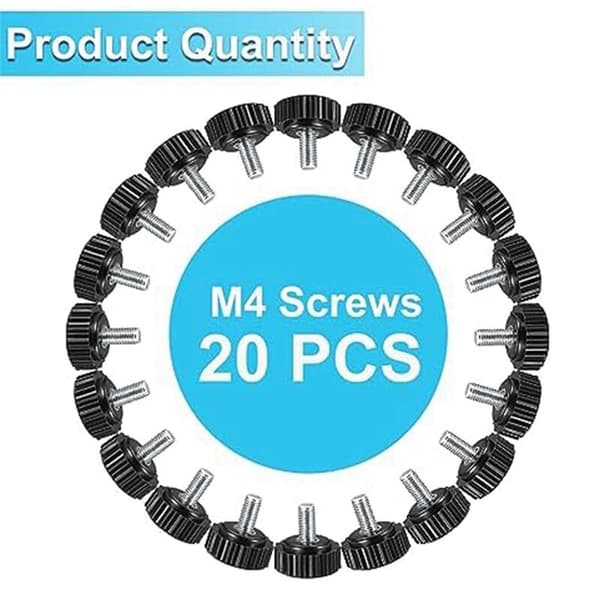 Threaded Knurled Screws, 20 Pcs X 10mm Bolts on Black Round Tightening Knobs