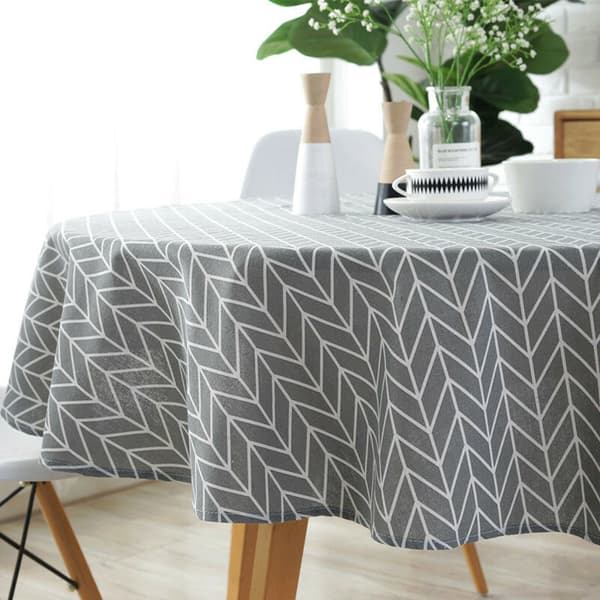 Washed Linen Tablecloth for Picnic Tables in Various Sizes, Round, 120 cm KLB