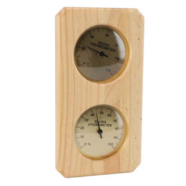Väggmonterad termometer och hygrometer i trä för bastu, dubbel bordsdisplay, mekanisk termometer och hygrometer för hem och barnrum