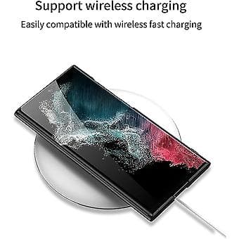 Deksel kompatibelt med Samsung Galaxy S23 Ultra/s23 Plus/s23, hardt PC-deksel med sammenleggbart stativ