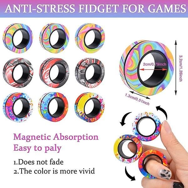 Magnetiske ringer AntiStress Fidget Toy Magic RingTool Armbånd Magnetiske ringer Finger Spinner RingTool