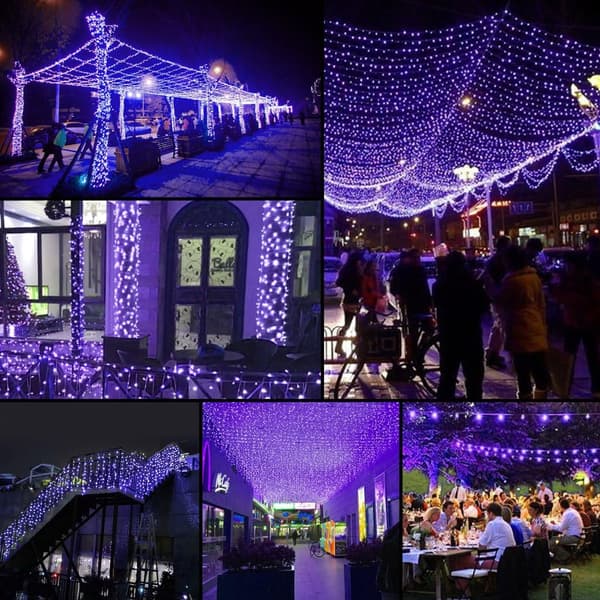 Solcelledrevne utendørs eventyrlys, 200LED 22M 8 moduser IP65 Vanntett