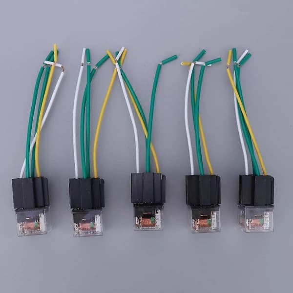5-pack 12V 60A 4-stifts SPDT Bilrelä Kontrollenhet Bilreläer med Kabel