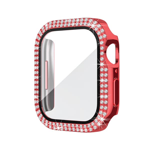 (Röd) 2 st Diamant med skärmskydd Bling Case Härdat Glas