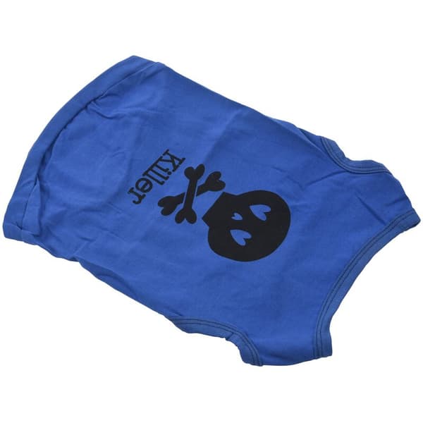 Stylish Cotton Skull Puppy Pet Vests Clothes Blue L