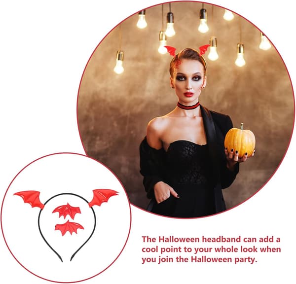 1 sæt søde flagermus til Halloween, børns hårklemmer, Halloween rollespilsfest (rød) Red