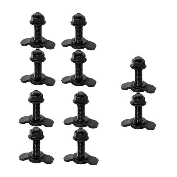 10 Pcs L-Track Double Lug Threaded Bolt Nut Fitting 3/8-24 45mm for Trailer Truck Bed Cargo Black Svart