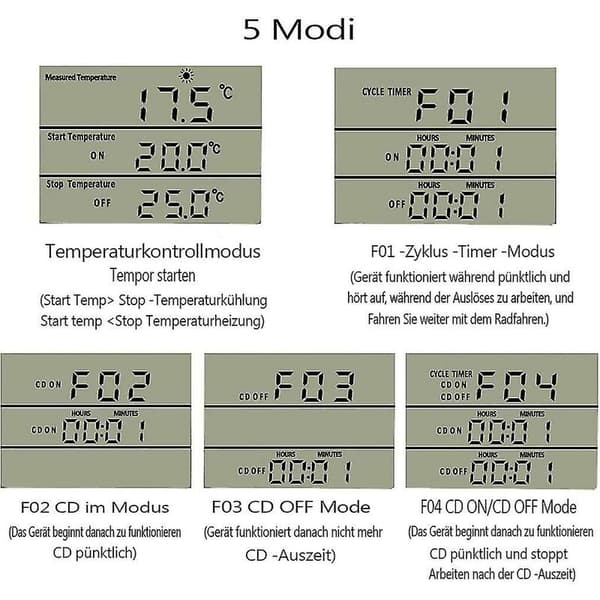 Ketotek 230 V Temperaturregulatorstik med sensor Digital termostatstik med timerstik Termostat Tidsafbryder til drivhus akvarium