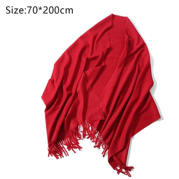 Oversized, soft cashmere feel shawl for women in bright red