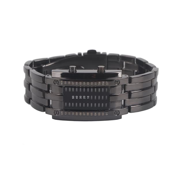 LED Watch Unique Binary Time Display Convex Arc Structure Waterproof LED Wristwatch Electronic Watch Black S