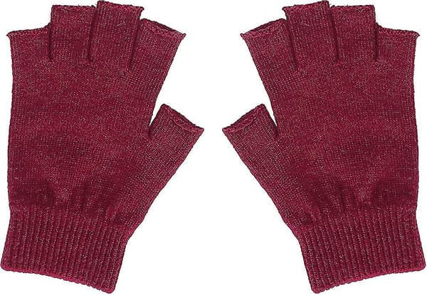 Vinterhandskar för kvinnor, fingerlösa, ull, stickade, halvfinger, stretch