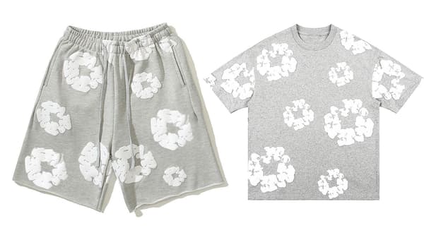 Mænds Denim Tears Sommer Kortærmet Tøjsæt Grå Grå Grå M Grey M