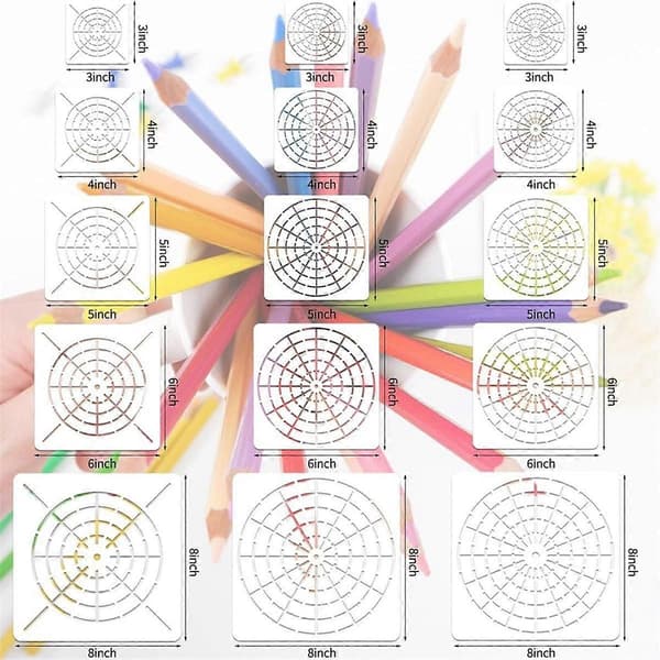 15 Pieces Mandala Dot Painting Tools Stencils Set, Reusable Mandala Stencil Template for Stone Wood C