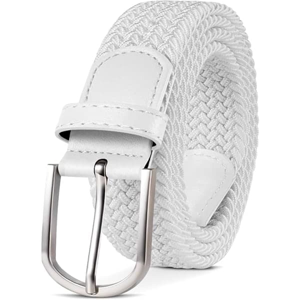 Herrebælte, elastisk flettet bælte unisex herre dame flettet elastisk strækvævet bælte 33mm (1.25 \") hvid (JS)