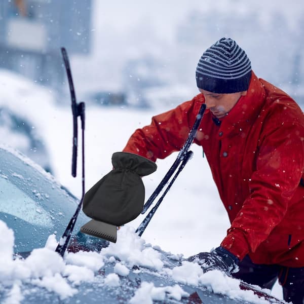Car scraper with glove, ice scraper with glove windshield scraper, professional car scraper, black