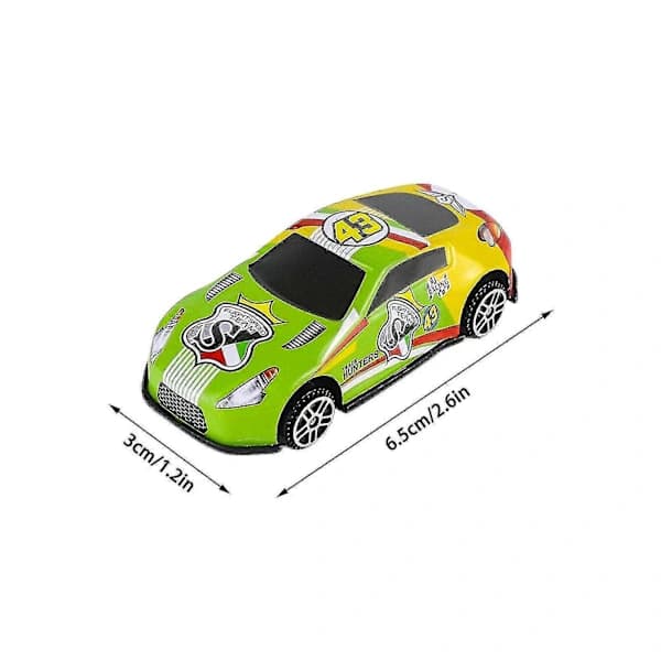 6 stk. Jernskal Legetøjsbil Legering Graffiti Glidende Bag Mini Jernbil [CO]