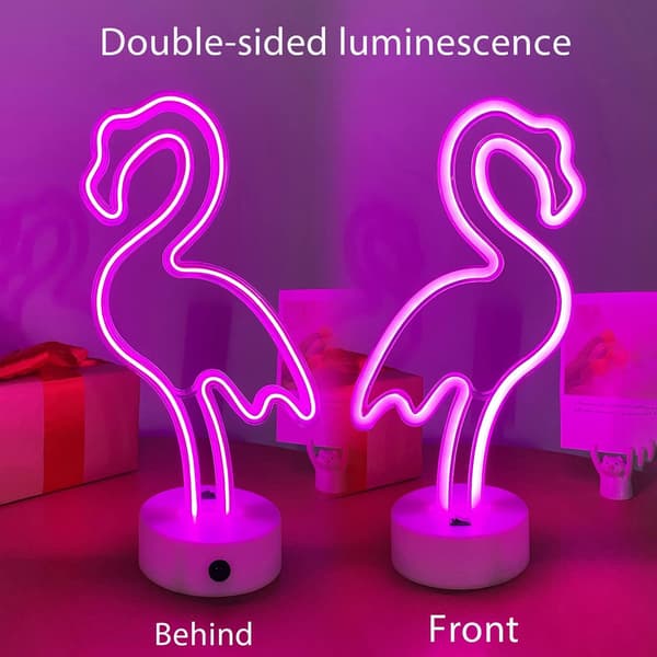 Neonrosa med stativbas, rosa neonlampa, batteridriven/USB-driven