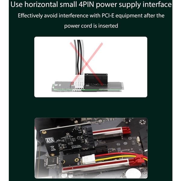 NGFF M.2 til PCI-E 4X Riser-kort M2 M Key til PCIe X4 Adapter med LED-indikator SATA Power Riser til Mining