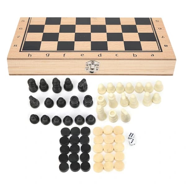 3-i-1 Schack Dam Backgammon Vikbar Bärbar Interaktiv Schackbrädeleksak 24 x 24 cm / 9,4 x 9,4 tum