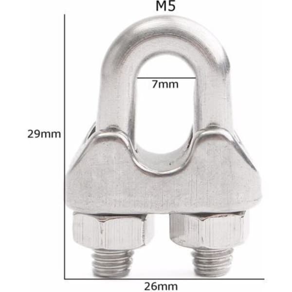 12 rustfri stålwirer til kabler med en diameter på 5 mm (M5)