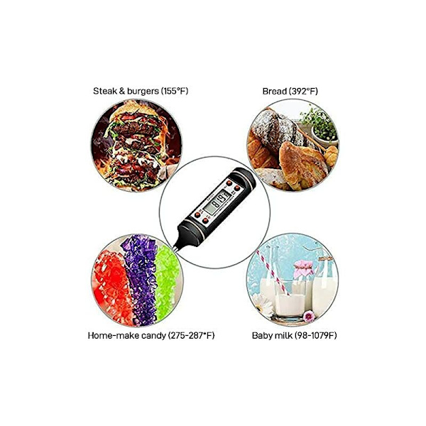 Kökstermometer, matlagningstermometer, digital stektermometer, lång provköttstermometer, 5s snabbavläsning (blå) -