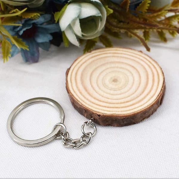 20-pack ofärdiga träskivor nyckelringämnen handmålade tränyckelringar julhänge DIY