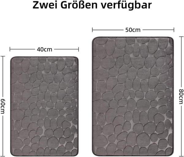 Memory Foam Badeværelsesmåtte - Absorberende Brusemåtte - Dekorativ Måtte - til Badeværelse og Dagligstue - 43 x 61 cm