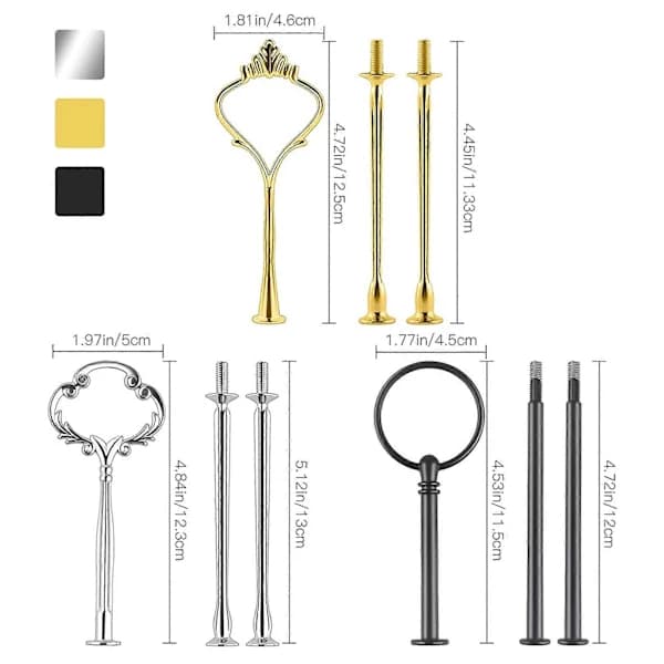 9 Sæt Kageopsats Hardware Kit Etagefad Hardware Beslag til Kageopsats, 3 Etagers Kageopsats Beslag