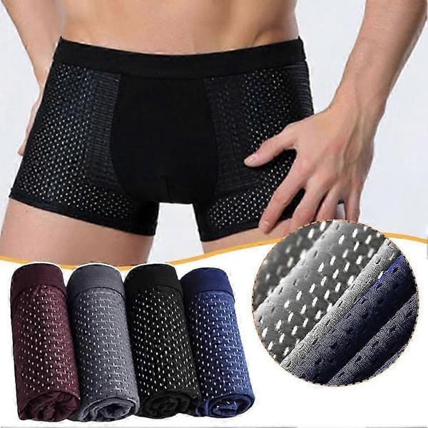 4x Bambu Bokserit Miehet Mikrokuitu Boxer Briefs Alusvaatteet Kompressio Stretch