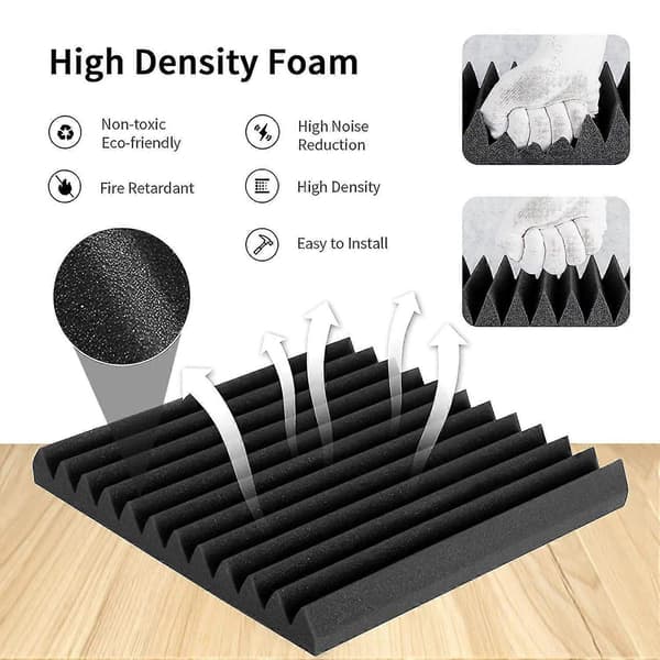 Akustikskum Paneler Kilformade 24-pack Akustikpaneler 1 X 12 X 12 tommer Studio Lydabsorberende Plader Re
