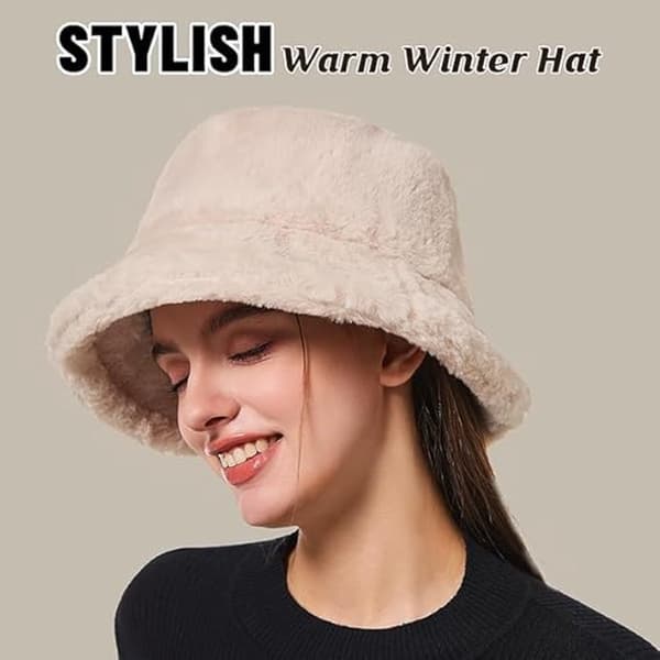 Damehat - Spand Vinter Fisker Kvinder Til Varme Hatte Fluffy Mode Unisex Beige_yu